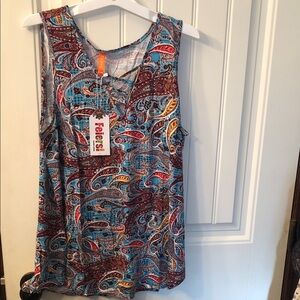 Women's Paisley Tank Top 19” Ptp but stretches to 24” - Multicolor. NWT